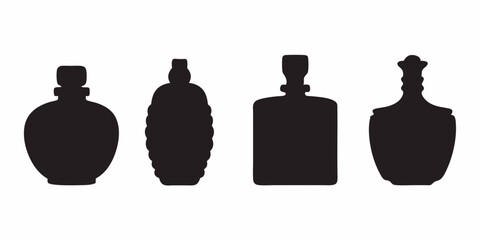 Obraz premium Silhouette perfume bottle collection vector art design for fragrance containers and beauty product graphics