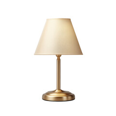 Elegant beige lampshade on a shiny gold base, perfect for home decor and interior design styling ideas Transparent background or png