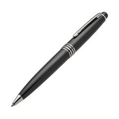 Sleek Black Ballpoint Pen with Silver Accents on White Background for Professional and Creative Uses Transparent background or png