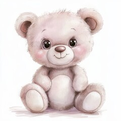 Adorable baby bear illustration in pastel hues.