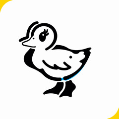 Cute Cartoon Duckling Illustration, Baby Duck Drawing