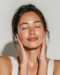 Beauty routine celebration indoor setting portrait photography calm environment close-up view self-care concept