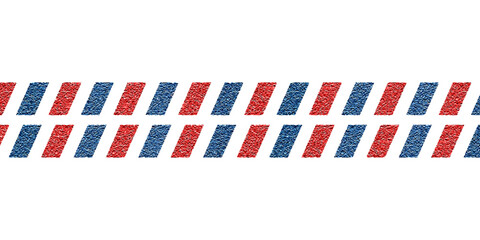 Airmail envelope frame with blue and red stripes on white background. International vintage letter border. Retro air mail postcard. Blank envelope.