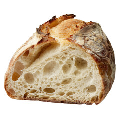 Freshly baked artisan bread with crusty exterior and soft, airy interior, showcasing its unique texture and golden brown color. Perfect for sandwiches or to enjoy with butter