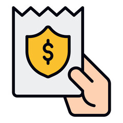 Protected invoice icon. Secure billing. Encrypted billing system and payment safety