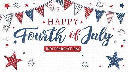 Obraz premium Independence Day Celebration: A Festive Banner Honoring America's Birthday