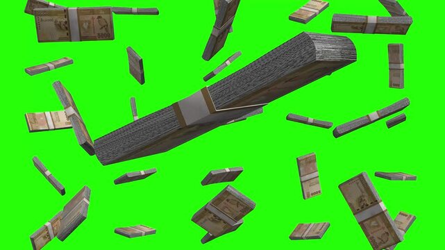 Falling 5000 sri lankan rupee banknotes in abundant stacks