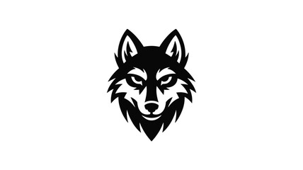 Fototapeta premium A stylized black and white illustration of a wolf's head with a fierce and determined expression