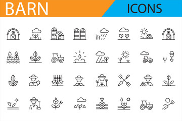 Barn and Farming Icons for Rural Agriculture and Animal Care Projects