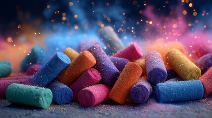 Diwali firecracker with neon shades on luminous white blur, explosive festival fun, Indian tradition