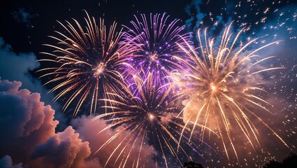 Fototapeta premium Fireworks display at night