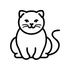 Line art cat sitting with a playful expression on a white background  