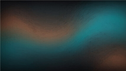 Abstract black  brown turquoise gradient noisy grain background texture.