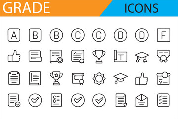 School, Grade, and Academic Icons for Educational Projects and Design