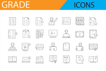 High-Quality Grade and Award Icons for Educational Graphics and Design