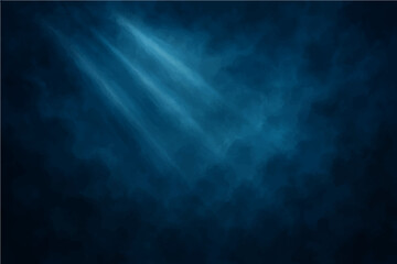 Abstract dark blue sky with light rays and a hint of smoke texture.