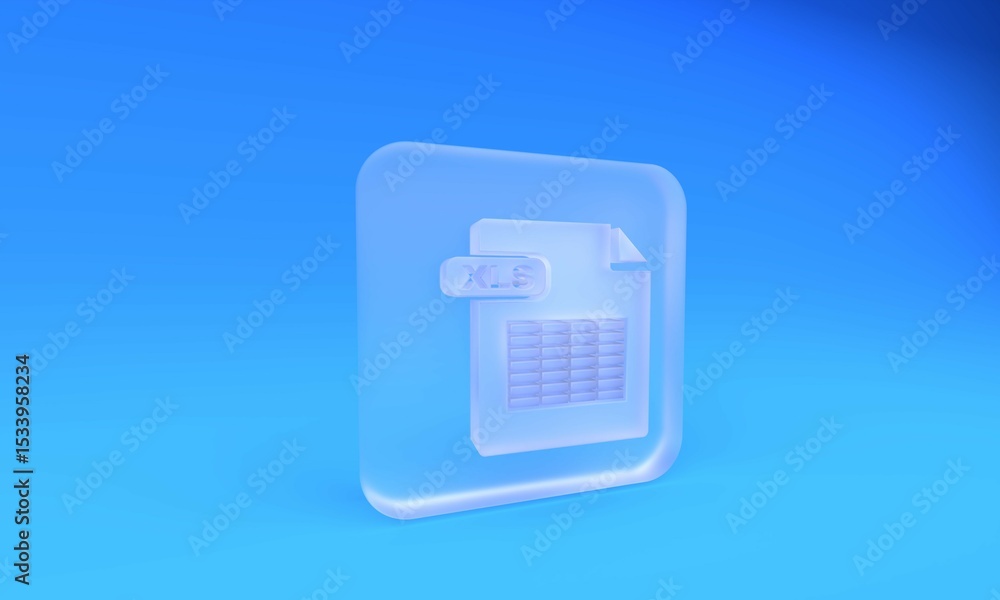Poster frosted glass xls file document. download xls button icon isolated on blue background. excel file sy