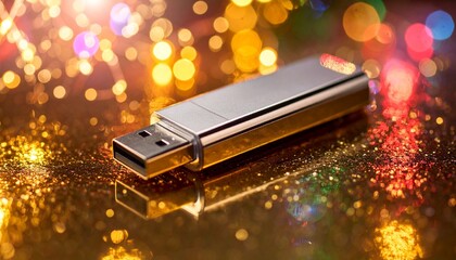 usb flash drive with bokeh background