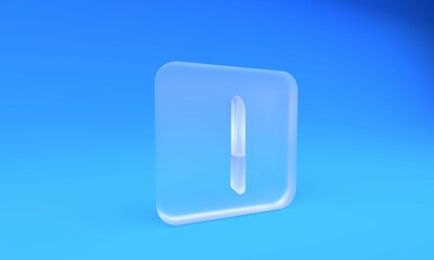 Frosted glass Knife icon isolated on blue background. Cutlery symbol. Square frosted glass button. 3D render illustration