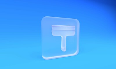 Fototapeta premium Frosted glass Cleaning service with of rubber cleaner for windows icon isolated on blue background. Squeegee, scraper, wiper. Square frosted glass button. 3D render illustration