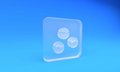 Frosted glass Takoyaki icon isolated on blue background. Japanese street food. Square frosted glass button. 3D render illustration