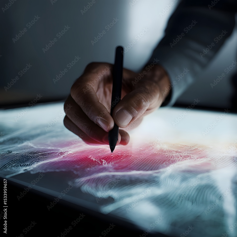 Poster drawing battle lines on a digital dashboard with floating zones