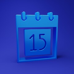 Blue Happy Independence day India icon isolated on blue background. Flyer design for 15th August. Minimalism concept. 3D render illustration