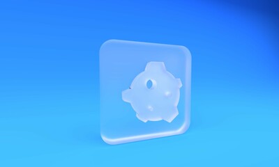Frosted glass Asteroid icon isolated on blue background. Square frosted glass button. 3D render illustration