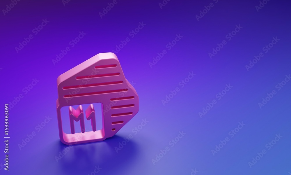 Poster pink processor icon isolated on purple-blue background. cpu, central processing unit, microchip, mic