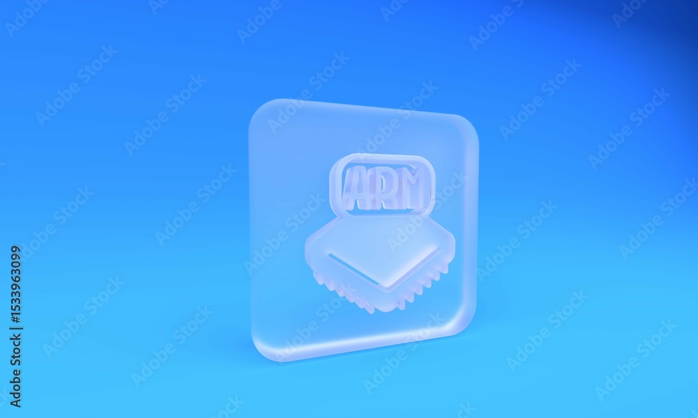 Aufkleber frosted glass processor icon isolated on blue background. cpu, central processing unit, microchip, m