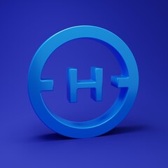 Blue Helicopter landing pad icon isolated on blue background. Helipad, area, platform, H letter. Minimalism concept. 3D render illustration