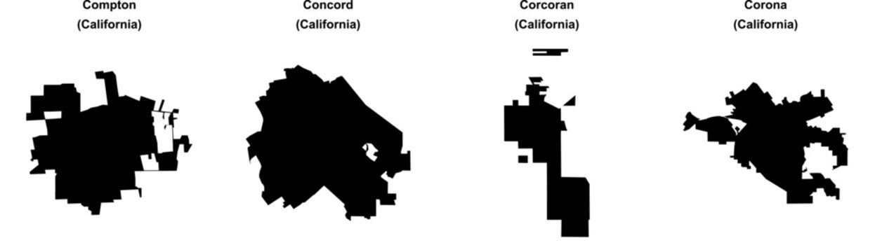 Compton, Concord, Corcoran, Corona outline maps