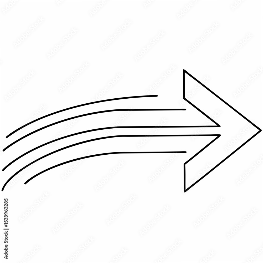 Poster black speed icon right arrow with motion lines on white background isolated cutout vector
