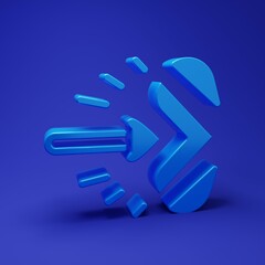 Blue Magic arrow icon isolated on blue background. Minimalism concept. 3D render illustration