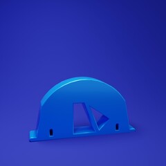 Blue Tourist tent icon isolated on blue background. Camping symbol. Minimalism concept. 3D render illustration