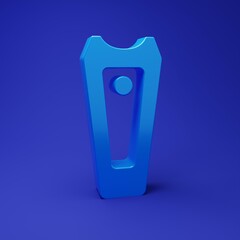 Blue Nail cutter icon isolated on blue background. Nail clipper. Minimalism concept. 3D render illustration