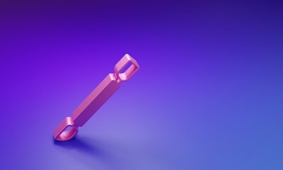 Pink Cuticle pusher icon isolated on purple-blue background. Tool for manicure. Minimalism concept. 3D render illustration
