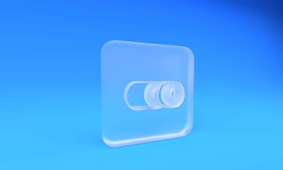 Frosted glass Sushi icon isolated on blue background. Traditional Japanese food. Square frosted glass button. 3D render illustration