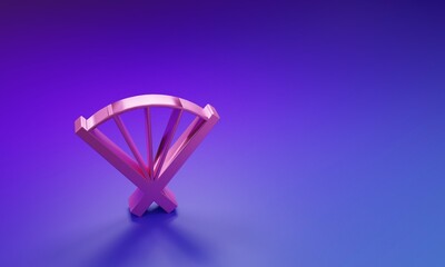 Pink Traditional paper chinese or japanese folding fan icon isolated on purple-blue background. Minimalism concept. 3D render illustration