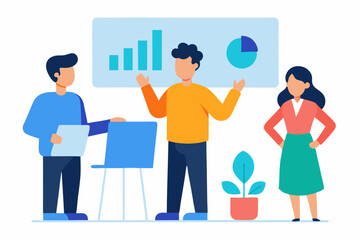 Teamwork, Data Analysis, and Presentation Business Strategy Meeting Illustration