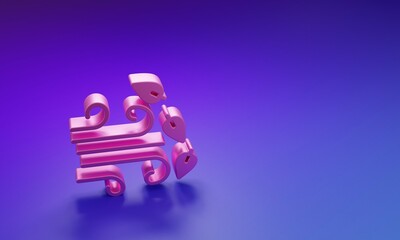 Obraz premium Pink Windy weather icon isolated on purple-blue background. Cloud and wind. Minimalism concept. 3D render illustration