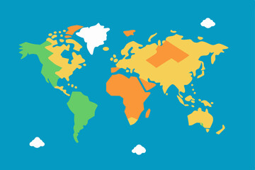 Obraz premium Simplified World Map Colorful Continents Illustration for Education