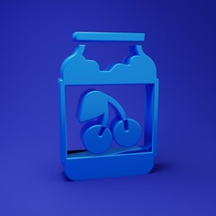 Blue Jam jar icon isolated on blue background. Minimalism concept. 3D render illustration