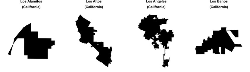 Los Alamitos, Los Altos, Los Angeles, Los Banos outline maps