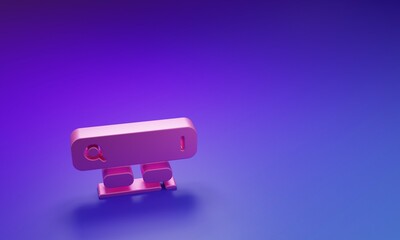 Pink Search engine icon isolated on purple-blue background. Minimalism concept. 3D render illustration