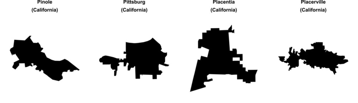 Pinole, Pittsburg, Placentia, Placerville outline maps