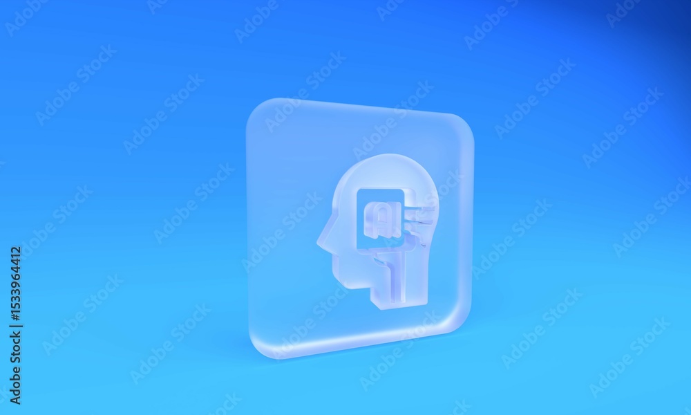 Poster frosted glass humanoid robot icon isolated on blue background. artificial intelligence, machine lear