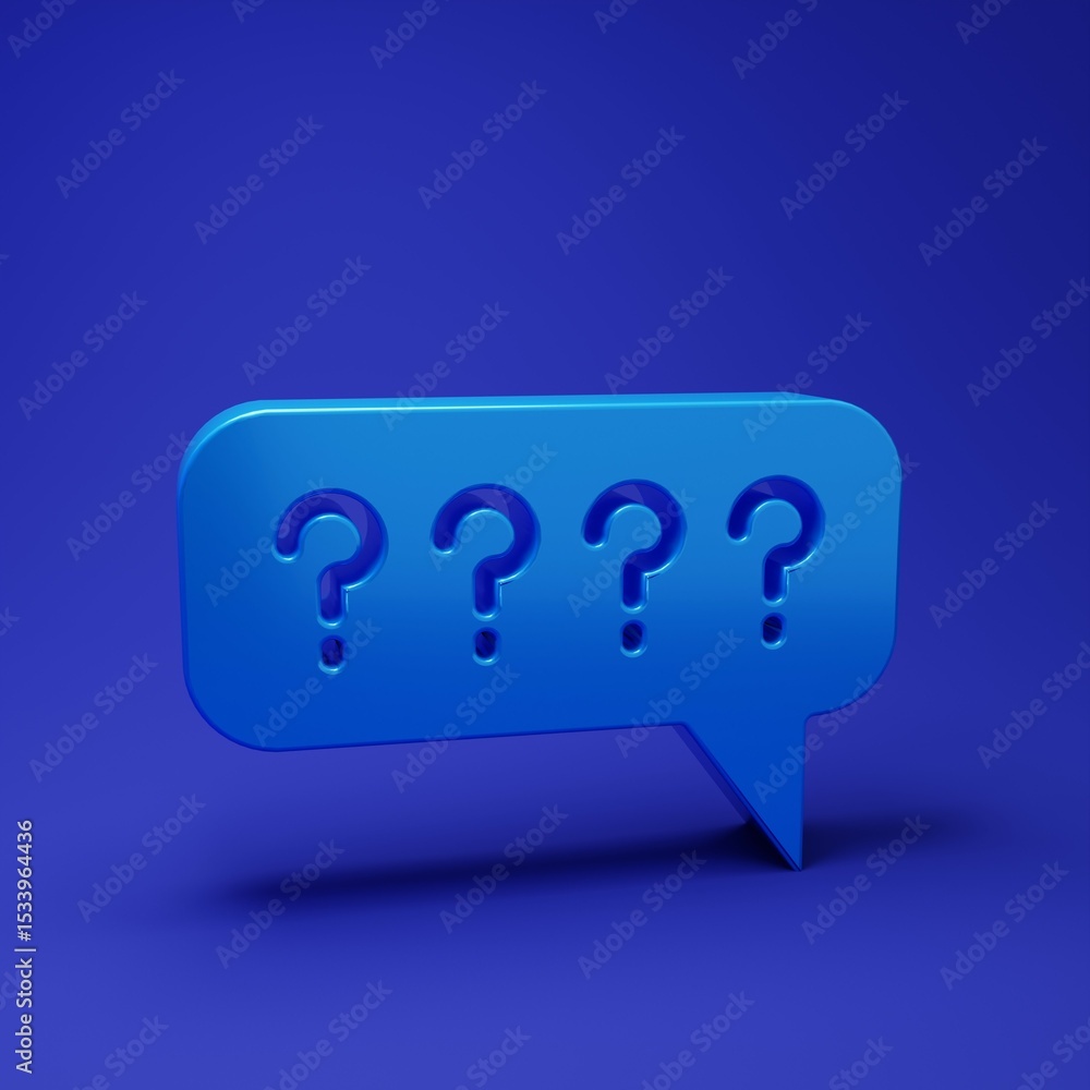 Poster blue speech bubbles with question icon isolated on blue background. faq sign. chat speech bubble and