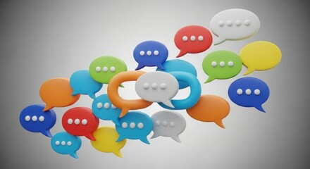 Colorful 3 D Speech Bubbles Communication Network chat