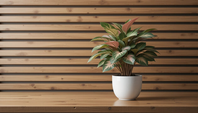 Araceae,Syngonium podophyllum,Syngonium hybrid Pink, on white pot on shera plank white background